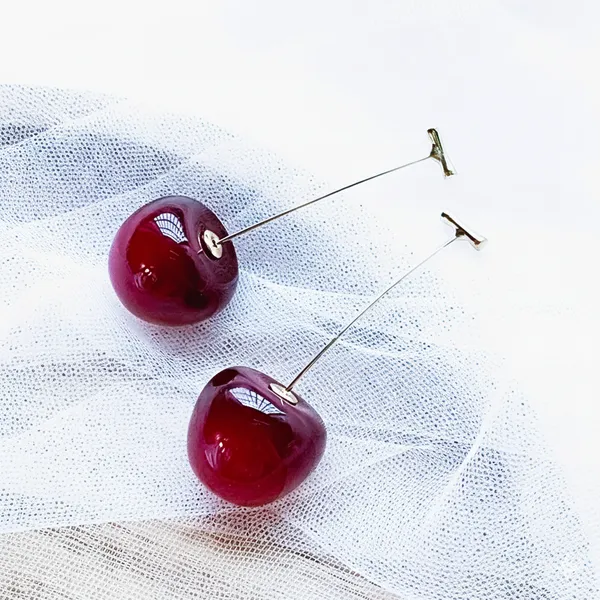 Maroon_Whimsical_Cherry_Drop_Earrings_?_Playful_Red_Statement_Dangles_For_Women