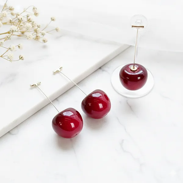 Maroon_Whimsical_Cherry_Drop_Earrings_?_Playful_Red_Statement_Dangles_For_Women