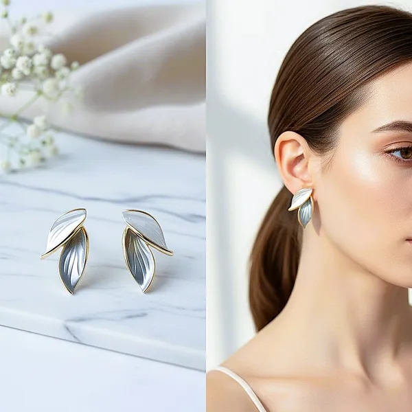 White_Alloy_Ocean_Leaf_Earrings_For_Women