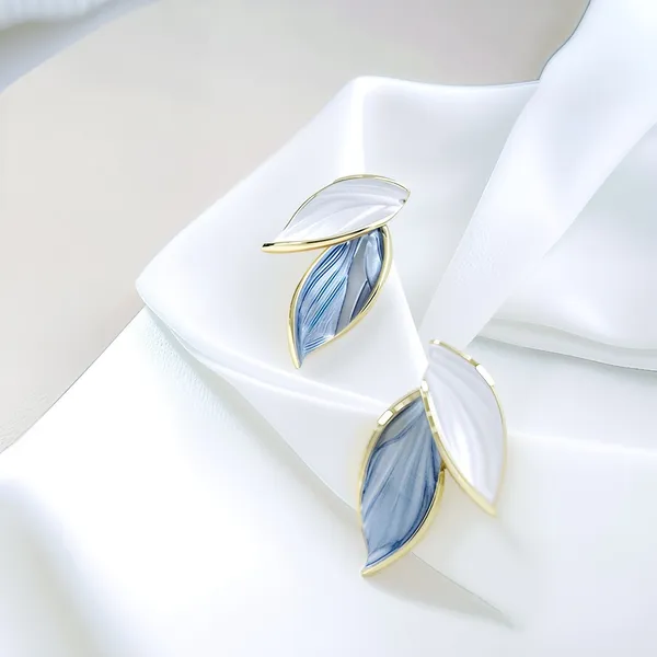 White_Alloy_Ocean_Leaf_Earrings_For_Women