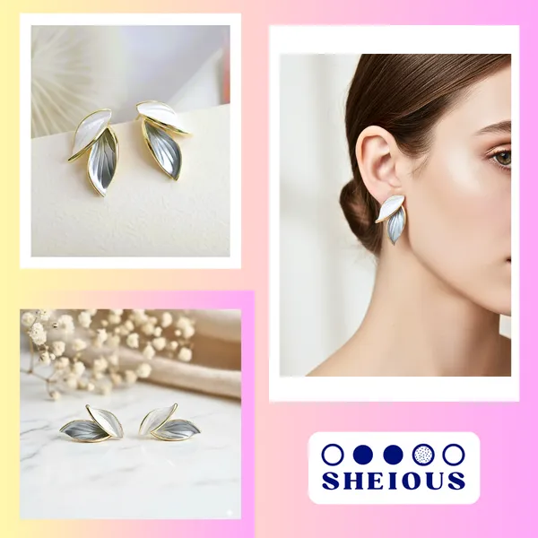 White_Alloy_Ocean_Leaf_Earrings_For_Women