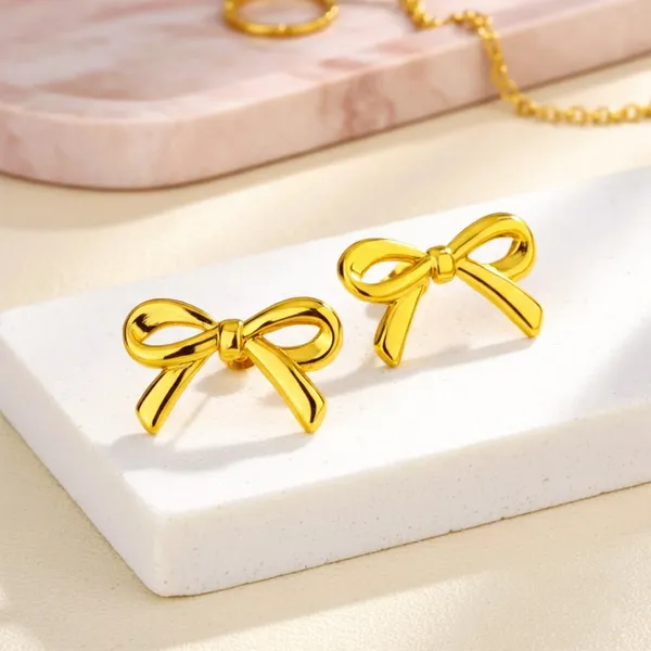 Gold_Cute_Ribbon_Gold_Studs_For_Women