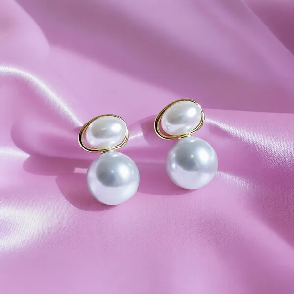 Silver__Alloy_Elegant_Pearl_Pair_Drops_For_Women