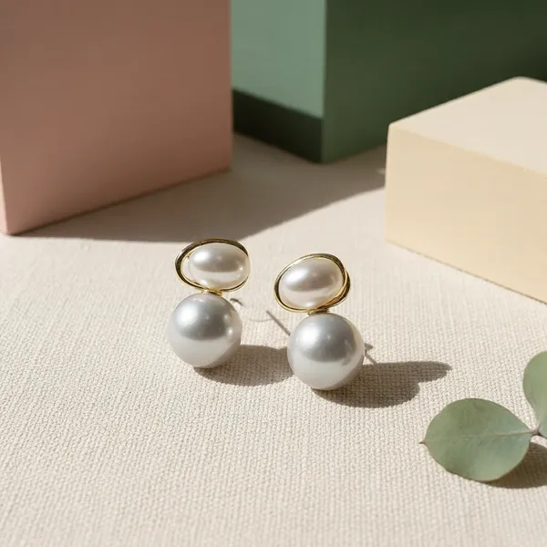 Silver__Alloy_Elegant_Pearl_Pair_Drops_For_Women