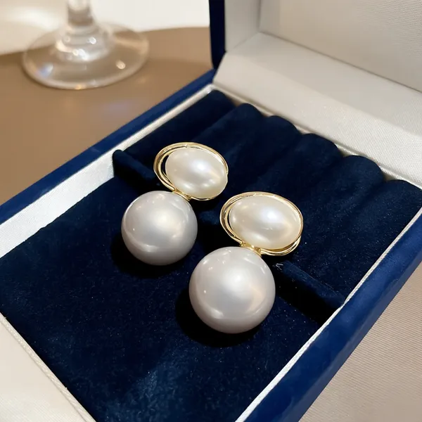 Silver__Alloy_Elegant_Pearl_Pair_Drops_For_Women