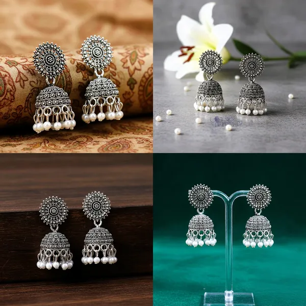 Grey_Alloy_Pearl_Embellished_Oxidised_Jhumka_Earrings_?_Timeless_Traditional_Elegance_For_Women