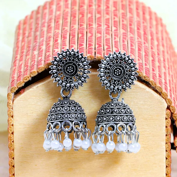 Grey_Alloy_Pearl_Embellished_Oxidised_Jhumka_Earrings_?_Timeless_Traditional_Elegance_For_Women