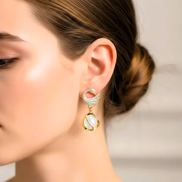 Gold_Plating_Alloy_Crystal_Opal_Swan_Earrings_For_Women