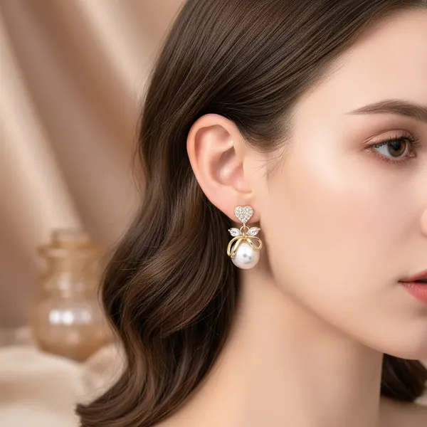 Silver__Alloy_Luxe_Heart_Pearl_Drops_For_Women