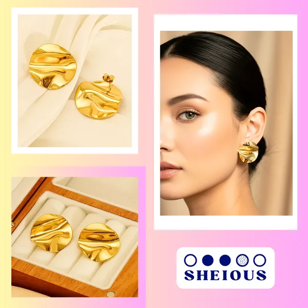 Gold_Wavy_Gold_Disc_Studs_For_Women