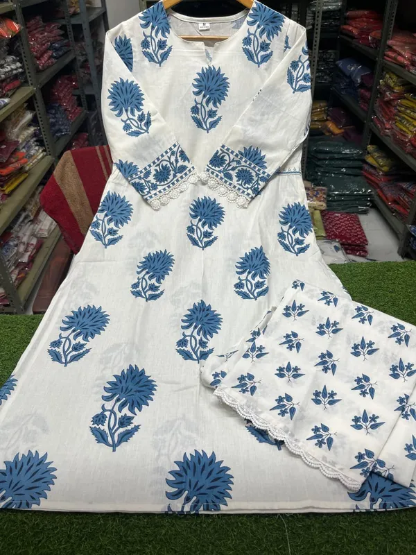Elegant_White_&_Blue_Floral_Printed_Cotton_Suit_Set_with_Dupatta,_Stylish_Daily_Wear