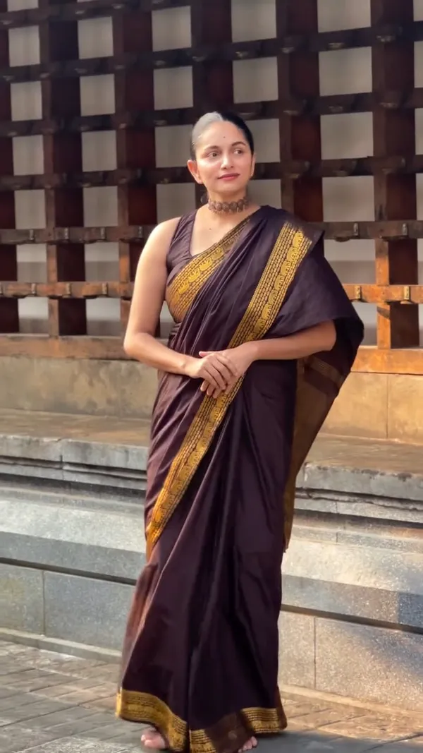 Evocative_Brown_Pure_Zari_Weaving_Banarasi_Silk_Saree_With_Verdant_Blouse_Piece