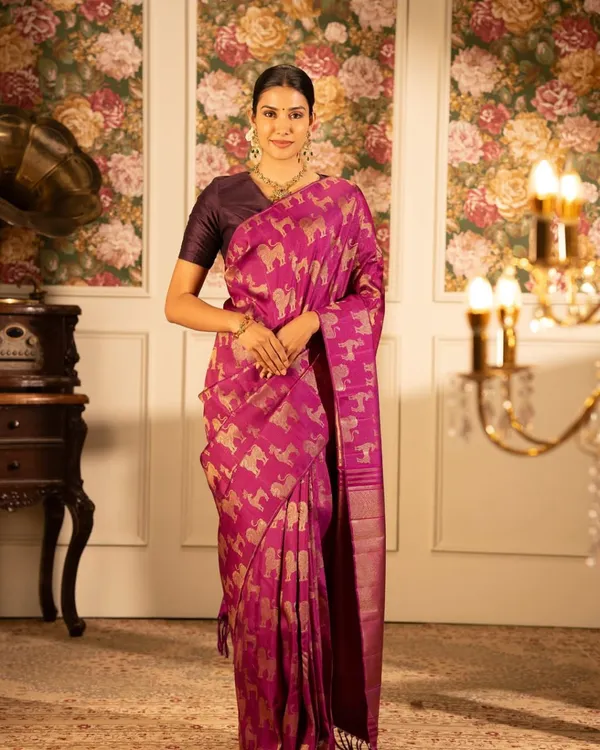 Excellent_Dark_Pink_Soft_Silk_Saree_With_Luxuriant_Blouse_Piece