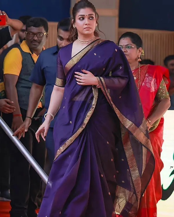 Nayanthara_inspired_Purple_Soft_Cotton_Sarees