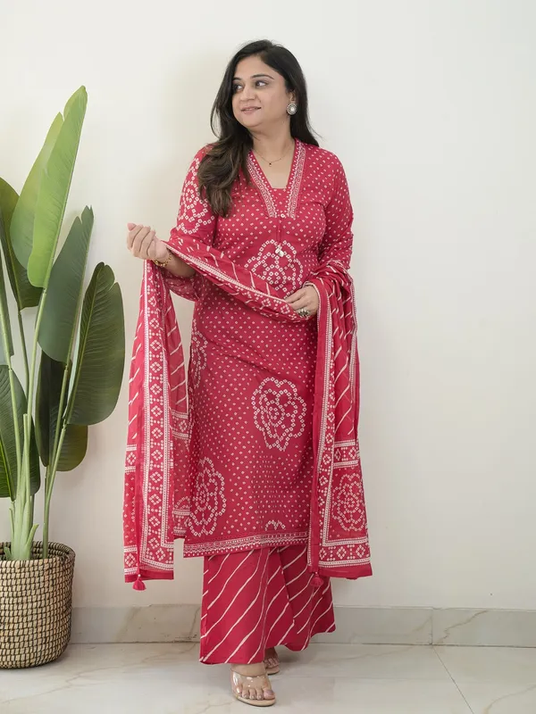 Saloni_Pink_Cotton_Bandhani_Leheriya_Dupatta_Set