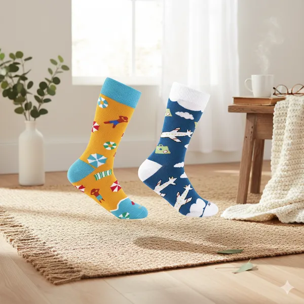 Pack_of_2_White_&_Yellow_Printed_Cotton___Socks_For_Men