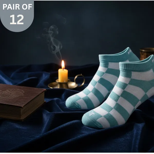 Pack_of_12_Mint_Checks_Cotton_Abstract_Print_Sneaker_Length__Socks_For_Womens