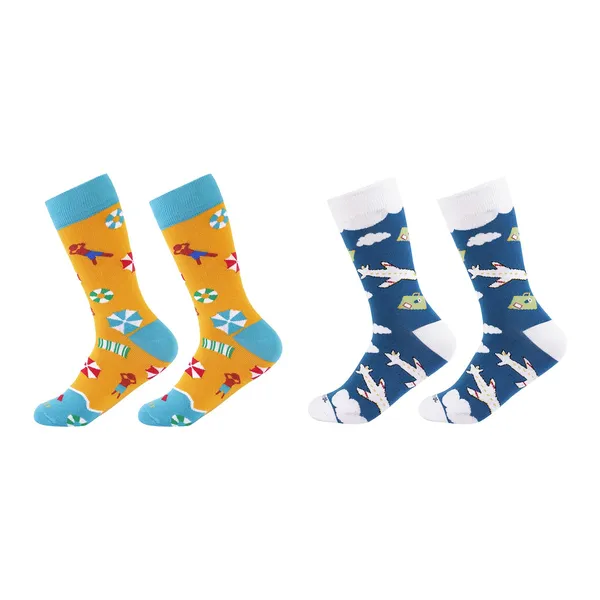 Pack_of_2_White_&_Yellow_Printed_Cotton___Socks_For_Men