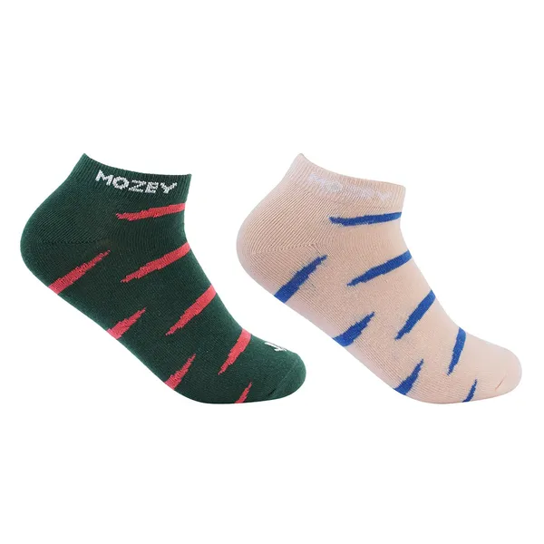 Pack_of_2_Green_&_Peach_Ankle_Length_Cotton__Sneaker_Length_Socks_For_Unisex