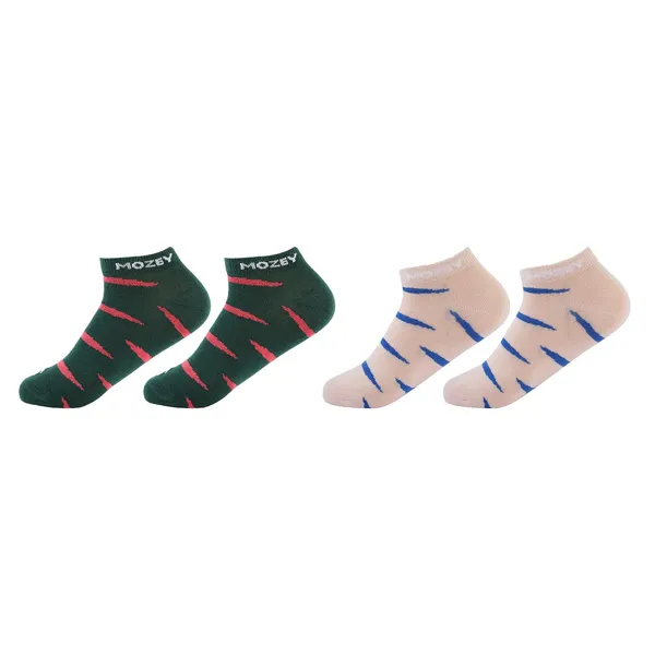 Pack_of_2_Green_&_Peach_Ankle_Length_Cotton__Sneaker_Length_Socks_For_Unisex