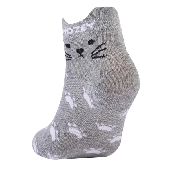 Grey_&_White_Cotton_Cat_Sneaker_Length_Anklet_Printed_Socks_For_Women
