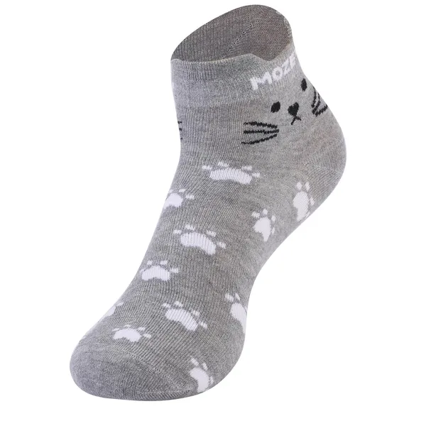 Grey_&_White_Cotton_Cat_Sneaker_Length_Anklet_Printed_Socks_For_Women