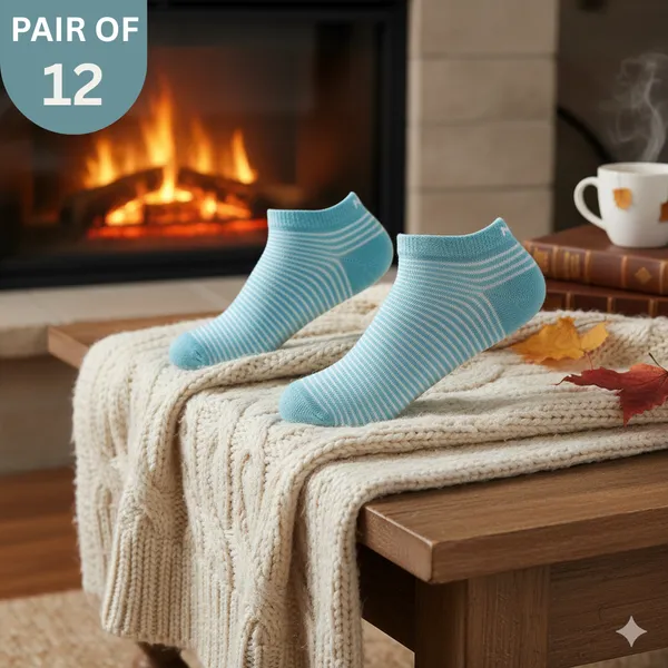 Pack_of_12_Mint_Strips_Cotton_Abstract_Print_Sneaker_Length_Socks_For_Women