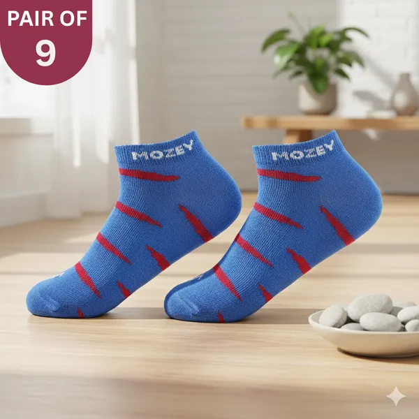 Pack_of_9_Blue_&_Fuschia_Ankle_Length_Cotton_Socks_For_Unisex