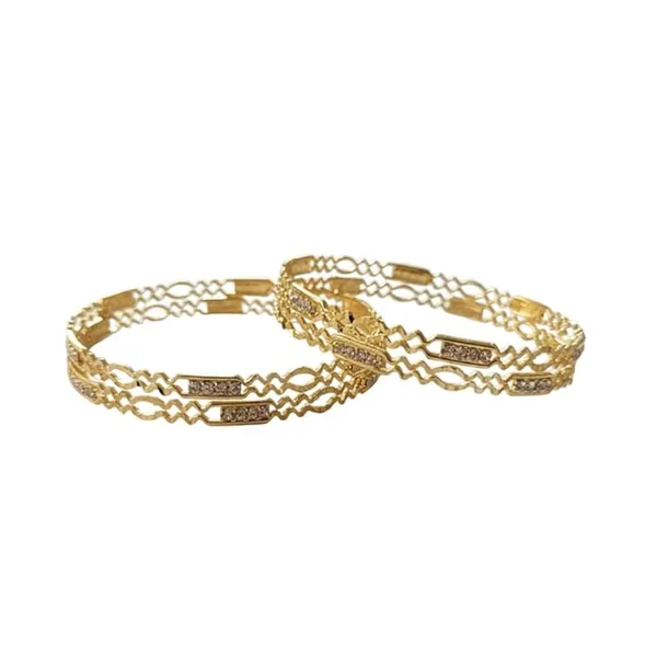 CRUSSTIQUE_GOLD_Elegant_Crystal_Bangle_Set_for_Women,_2_Piece_Lattice_Design_Bangles_with_Rhinestone_Accents,_Traditional_Indian_Style_Jewellery_for_Party,_Wedding_and_Festive_Occasions