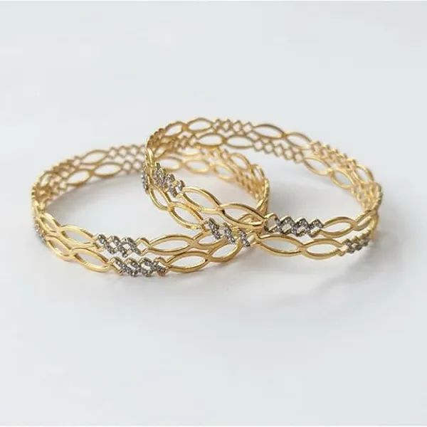 CRUSSTIQUE_GOLD_American_Diamond_Bangle_Set_for_Women,_2_Piece_Traditional_Ethnic_Design_with_Crystal_Studded_Open_Pattern,_Perfect_Jewellery_for_Party,_Wedding_and_Festive_Occasions
