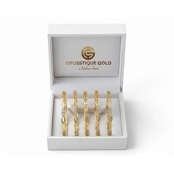 CRUSSTIQUE_GOLD_American_Diamond_Bangle_Set_for_Women,_2_Piece_Traditional_Ethnic_Design_with_Crystal_Studded_Open_Pattern,_Perfect_Jewellery_for_Party,_Wedding_and_Festive_Occasions