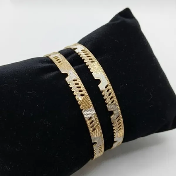 CRUSSTIQUE_GOLD_Two-Tone_Traditional_Indian_Bangle_Set_for_Women,_Ethnic_Cutwork_Design_with_Gold_and_Silver_Finish,_Elegant_Jewellery_for_Bridal