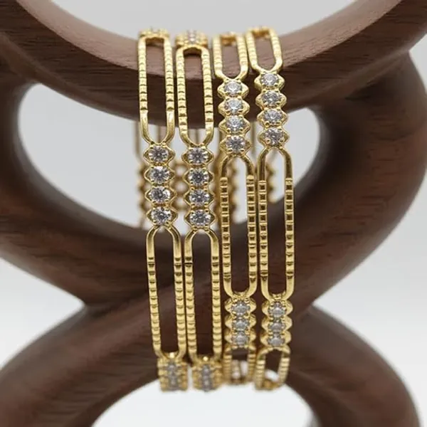 CRUSSTIQUE_GOLD_Elegant_Crystal_Bangle_Set_for_Women,_Multi-Strand_Design_with_Diamond-Style_Accents,_Fashion_Jewellery_for_Party,_Wedding_and_Festive_Occasions