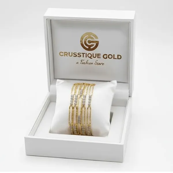 CRUSSTIQUE_GOLD_Elegant_Crystal_Bangle_Set_for_Women,_Multi-Strand_Design_with_Diamond-Style_Accents,_Fashion_Jewellery_for_Party,_Wedding_and_Festive_Occasions