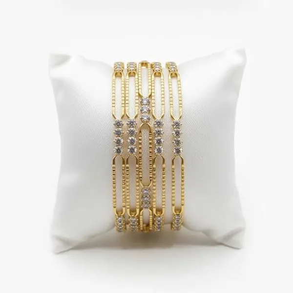 CRUSSTIQUE_GOLD_Elegant_Crystal_Bangle_Set_for_Women,_Multi-Strand_Design_with_Diamond-Style_Accents,_Fashion_Jewellery_for_Party,_Wedding_and_Festive_Occasions