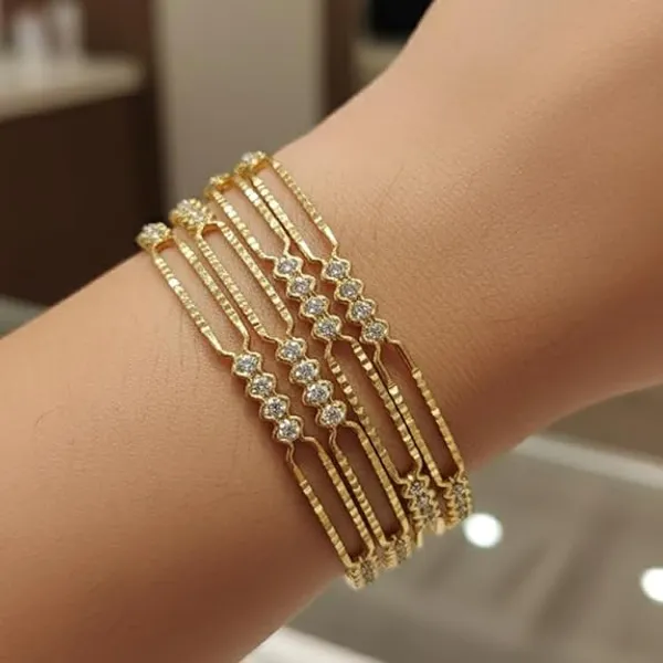 CRUSSTIQUE_GOLD_Elegant_Crystal_Bangle_Set_for_Women,_Multi-Strand_Design_with_Diamond-Style_Accents,_Fashion_Jewellery_for_Party,_Wedding_and_Festive_Occasions