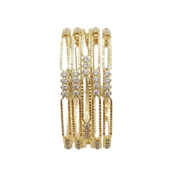 CRUSSTIQUE_GOLD_Elegant_Crystal_Bangle_Set_for_Women,_Multi-Strand_Design_with_Diamond-Style_Accents,_Fashion_Jewellery_for_Party,_Wedding_and_Festive_Occasions