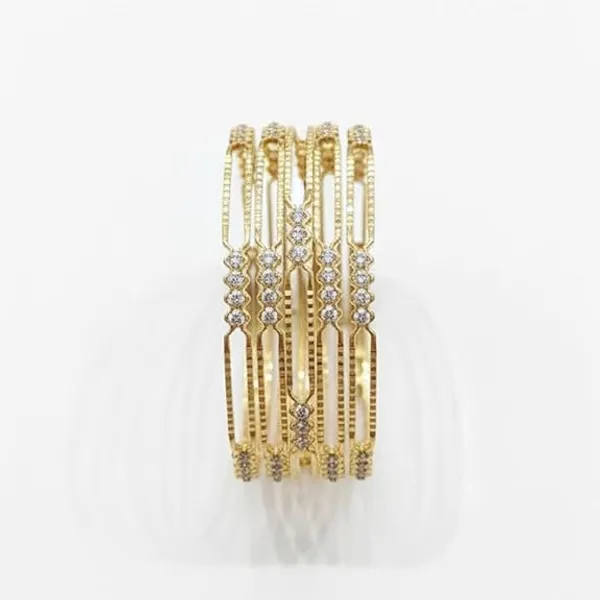 CRUSSTIQUE_GOLD_Elegant_Crystal_Bangle_Set_for_Women,_Multi-Strand_Design_with_Diamond-Style_Accents,_Fashion_Jewellery_for_Party,_Wedding_and_Festive_Occasions