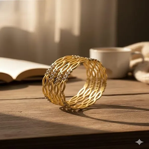 CRUSSTIQUE_GOLD_Elegant_Wide_Cuff_Bangles_for_Women,_Open_Pattern_Design_with_Sparkling_Crystal_Accents,_Stylish_Fashion_Jewellery_for_Party_and_Special_Occasions