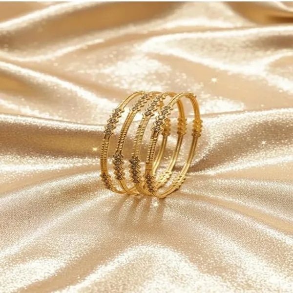 CRUSSTIQUE_GOLD_Crystal_Bangle_Set_for_Women,_Set_of_4_Traditional_Indian_Style_Bangles_with_Sparkling_Rhinestone_Design,_Jewellery_for_Party