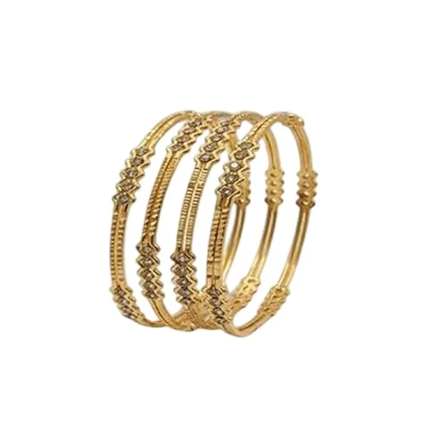 CRUSSTIQUE_GOLD_Crystal_Bangle_Set_for_Women,_Set_of_4_Traditional_Indian_Style_Bangles_with_Sparkling_Rhinestone_Design,_Jewellery_for_Party