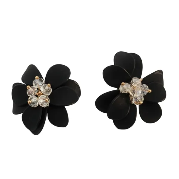 Black_Crystal_Flower_Stud_Earrings_For_Women_Petals_Gold-Toned_Accents_Elegant_Floral_Jewelry_Lightweight_Comfortable_Gift_For_Her_Party_And_Office