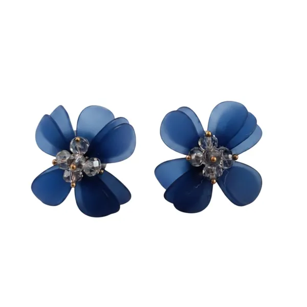 Blue_Crystal_Flower_Stud_Earrings_For_Women_Navy_Petals_Gold_Accent_Elegant_Floral_Jewelry_Lightweight_Comfortable_Gift_For_Her_Party_And_Office