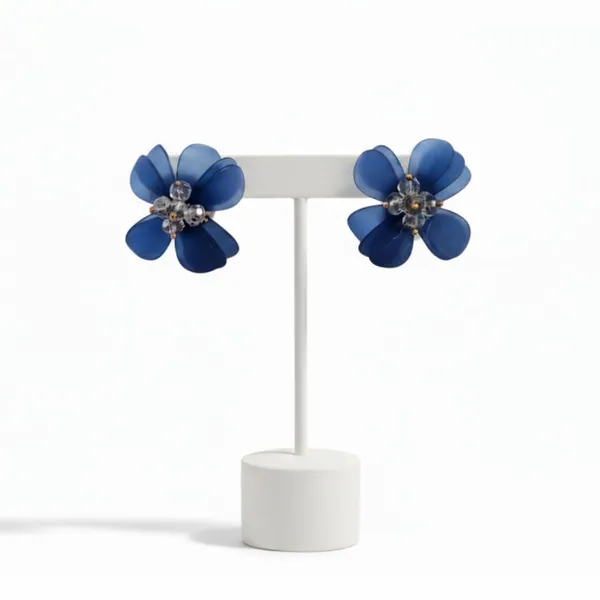 Blue_Crystal_Flower_Stud_Earrings_For_Women_Navy_Petals_Gold_Accent_Elegant_Floral_Jewelry_Lightweight_Comfortable_Gift_For_Her_Party_And_Office