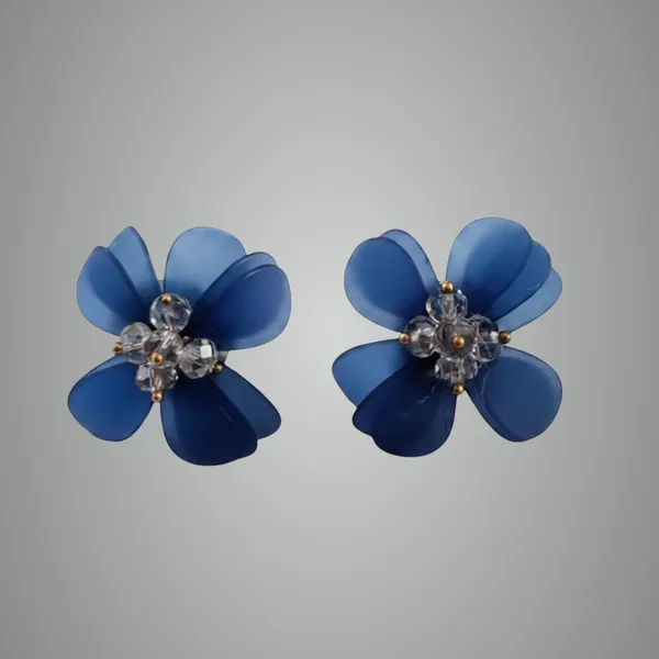 Blue_Crystal_Flower_Stud_Earrings_For_Women_Navy_Petals_Gold_Accent_Elegant_Floral_Jewelry_Lightweight_Comfortable_Gift_For_Her_Party_And_Office