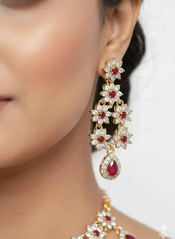 CRUSSTIQUE_GOLD�_Indian_Bridal_Jewellery_Set,_Gold_Plated_with_Red_Stones,_Necklace_Earrings_Maang_Tikka,_American_Diamond,_Wedding_Collection