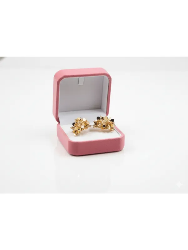 Crusstique_Gold_Rose_Gold_Flower_Stud_Earrings,_Crystal_Center_Stone,_Fashion_Jewelry