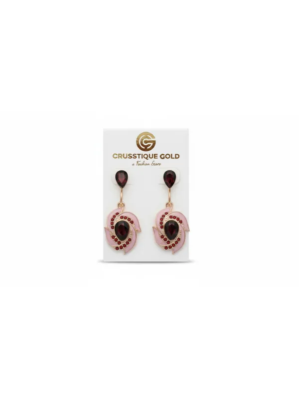 CRUSSTIQUE_GOLD�_Black_Crystal_Drop_Earrings,_Rose_Gold_Tone,_Teardrop_Design,_Dangle_Style