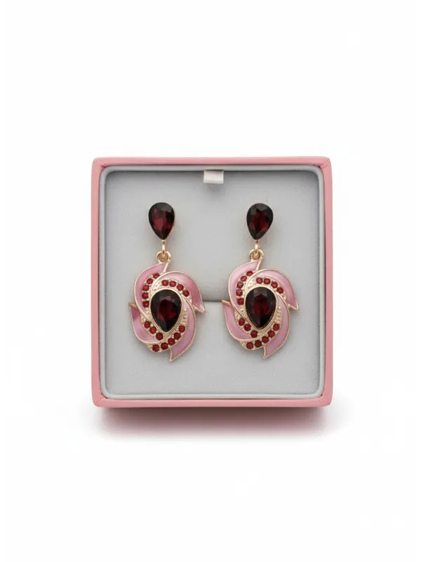 CRUSSTIQUE_GOLD�_Black_Crystal_Drop_Earrings,_Rose_Gold_Tone,_Teardrop_Design,_Dangle_Style