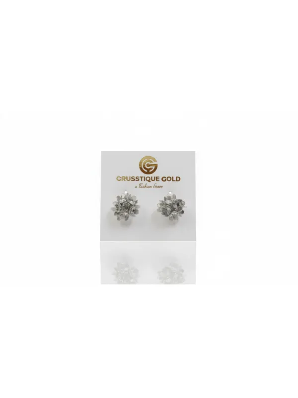 CRUSSTIQUE_GOLD�_Floral_Drop_Earrings,_Gold_Tone,_Red_Triangle_Crystal,_Pink_Flower_Design